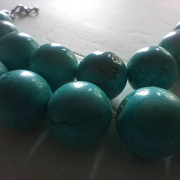 Vintage Native American 12mm Turquoise and Sterling Necklace - Picture 8 of 12